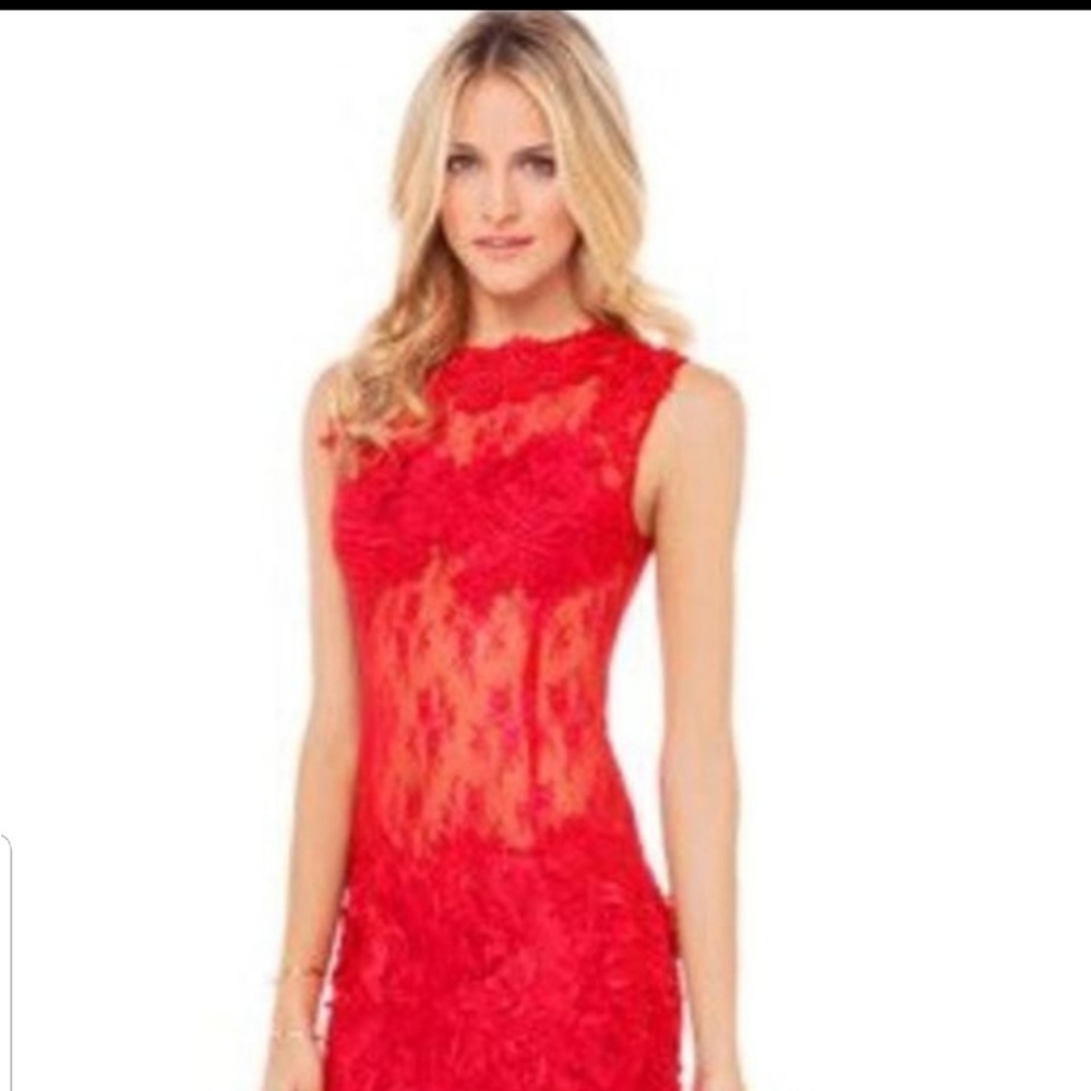 Red lace akira chicago dress